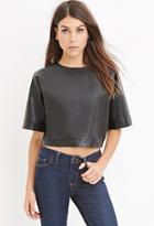 Forever21 Women's  Black Faux Leather Boxy Top