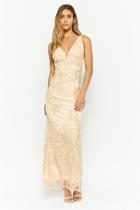 Forever21 Metallic Embroidered Mesh Gown