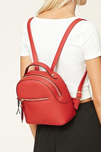 Forever21 Red Faux Leather Backpack