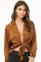 Forever21 Glen Plaid Tie-front Top