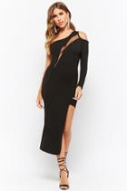 Forever21 One-shoulder Mesh Panel Bodycon Dress