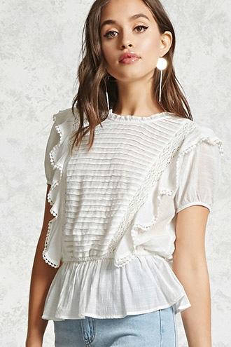 Forever21 Pintuck Bib Ruffle Blouse