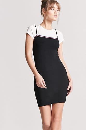 Forever21 Stripe-trim Bodycon Dress