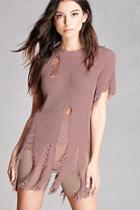 Forever21 Distressed Open-knit Tunic