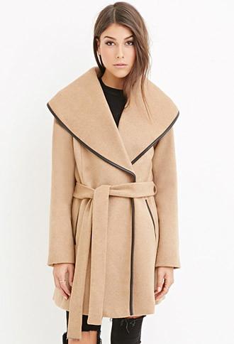 Love21 Belted Wool-blend Coat