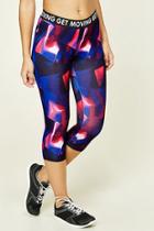 Forever21 Women's  Blue & Purple Active Graphic Capri Leggings