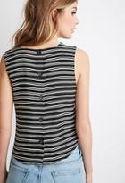 Forever21 Striped Button-back Top