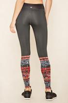 Forever21 Women's  Grey & Red Active Abstract Print Leggings