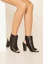 Forever21 Women's  Open-toe Faux Leather Booties