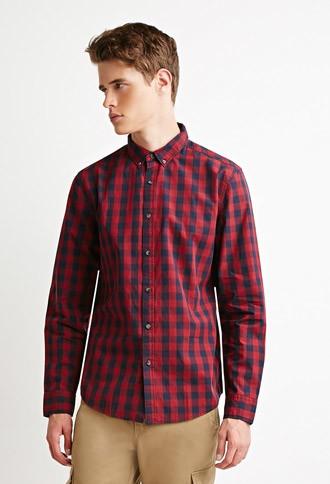 21 Men Checked Plaid Shirt