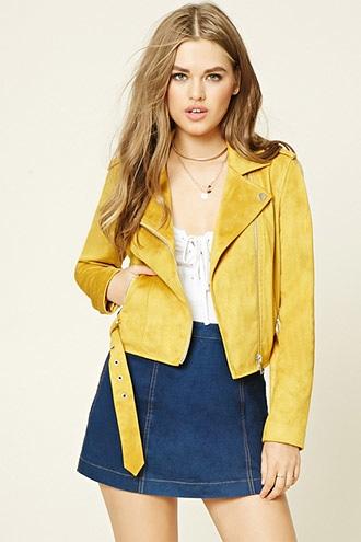Forever21 Women's  Faux Suede Moto Jacket