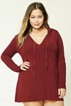 Forever21 Plus Women's  Wine Plus Size Hooded Sweater