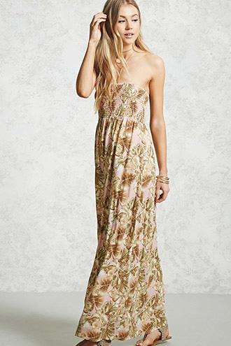 Forever21 Tropical Strapless Smock Dress