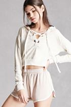 Forever21 Cropped Lace-up Hoodie