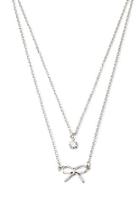 Forever21 Bow Charm Necklace Set (silver/clear)