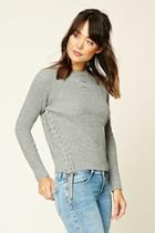 Love21 Women's  Contemporary Knit Lace-up Sweater