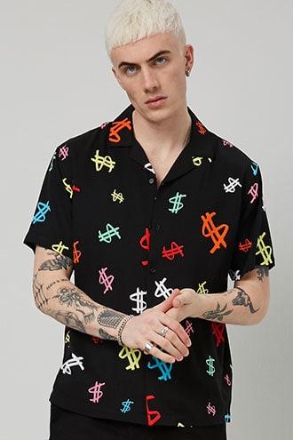 Forever21 Classic Fit Dollar Print Shirt