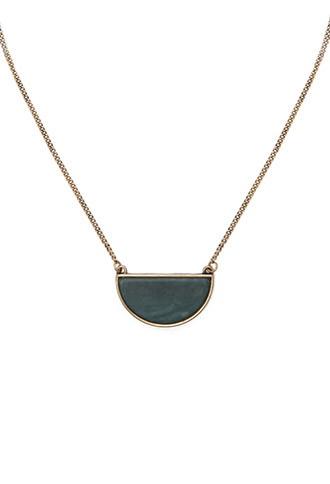 Forever21 Faux Stone Pendant Necklace (antic Gold/green)