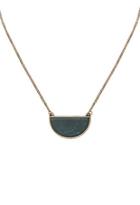 Forever21 Faux Stone Pendant Necklace (antic Gold/green)