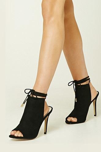 Forever21 Lace-up Faux Suede Heels