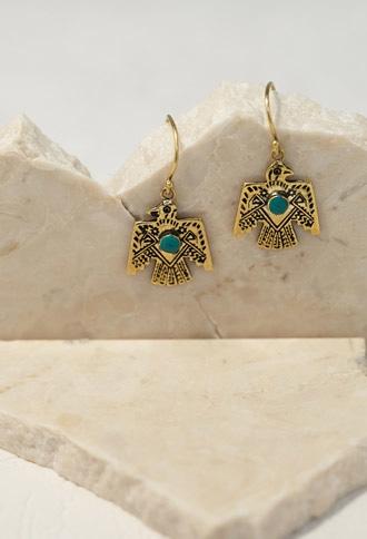 Forever21 Emerald Duv Thunderbird Earrings