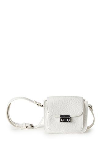 Forever21 Snap-closure Faux Leather Crossbody White One Size