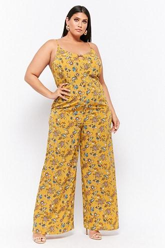Forever21 Plus Size Floral Wide-leg Jumpsuit