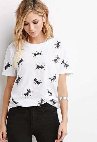 Forever21 Sequined Ant Applique Tee