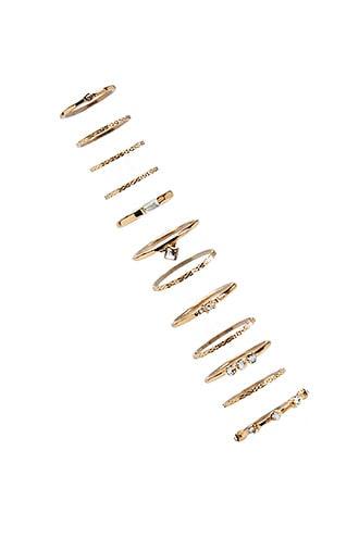 Forever21 Rhinestone Etched Ring Set