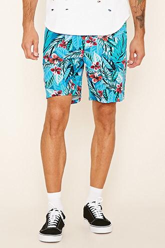 21 Men Men's  Tropical Drawstring Shorts