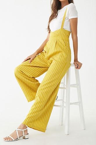 Forever21 Pinstriped Suspender Jumpsuit
