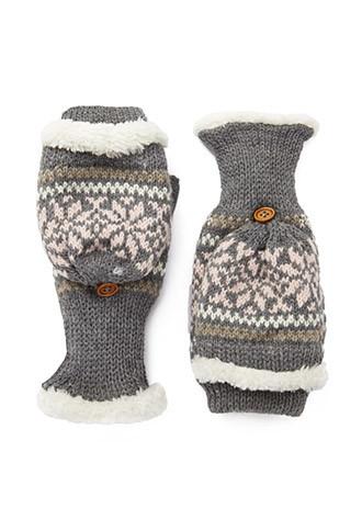 Forever21 Fair Isle Convertible Gloves (grey/multi)