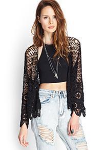 Forever21 Scalloped Crochet Cardigan