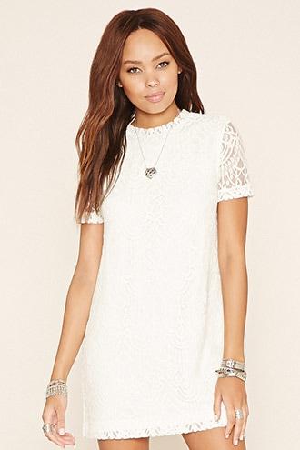 Forever21 Women's  Cream Lace Mini Dress