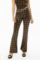 Forever21 Grid Print Flare Pants