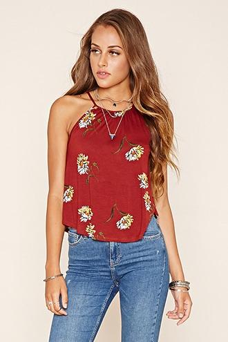 Forever21 Women's  Crochet Paneled Cami