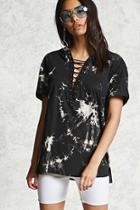 Forever21 Crystal Wash Strappy Hooded Tee