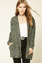 Forever21 Women's  Teal & Taupe Marled Knit Cardigan