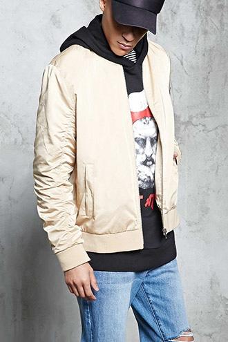 Forever21 Ruched Sleeve Bomber Jacket