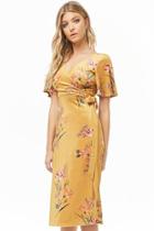 Forever21 Floral Velvet Wrap Midi Dress