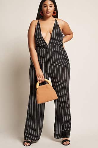 Forever21 Plus Size Stripe Halter Jumpsuit