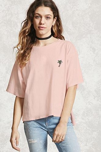 Forever21 Palm Tree Embroidered Top