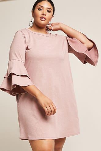 Forever21 Plus Size Heathered Trumpet-sleeve Dress