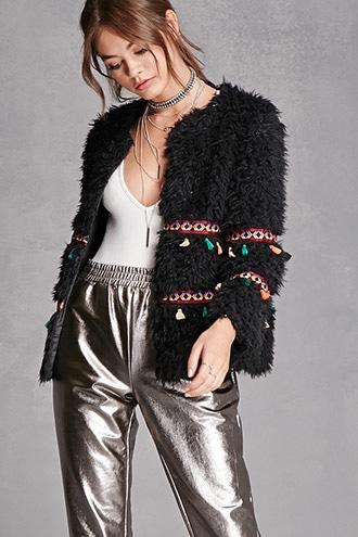 Forever21 Cherry Paris Tasseled Jacket