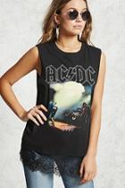 Forever21 Acdc Lace-hem Muscle Tee