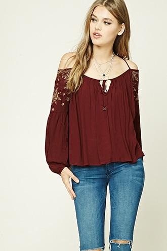 Forever21 Halter Neck Peasant Top