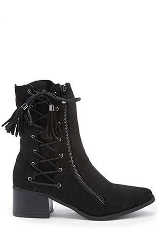 Forever21 Faux Suede Lace-up Ankle Booties