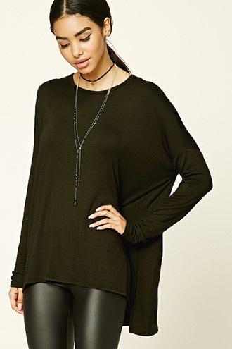 Forever21 Women's  Olive Boxy Top