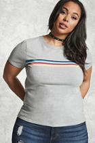 Forever21 Plus Size Rainbow Striped Tee