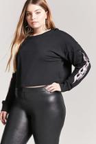 Forever21 Plus Size Metallic Flame Graphic Top